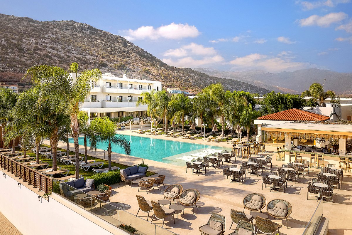 Hotel Sentido Kyknos Beach, Kreta, Poollandschaft & Hotelansicht